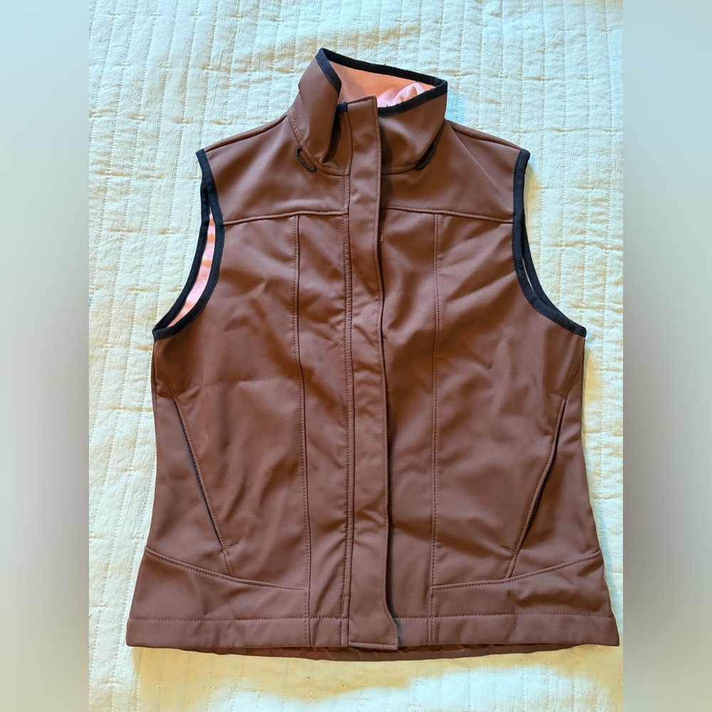 Columbia Brown Convert Women's Softshell Vest with Pink Lining